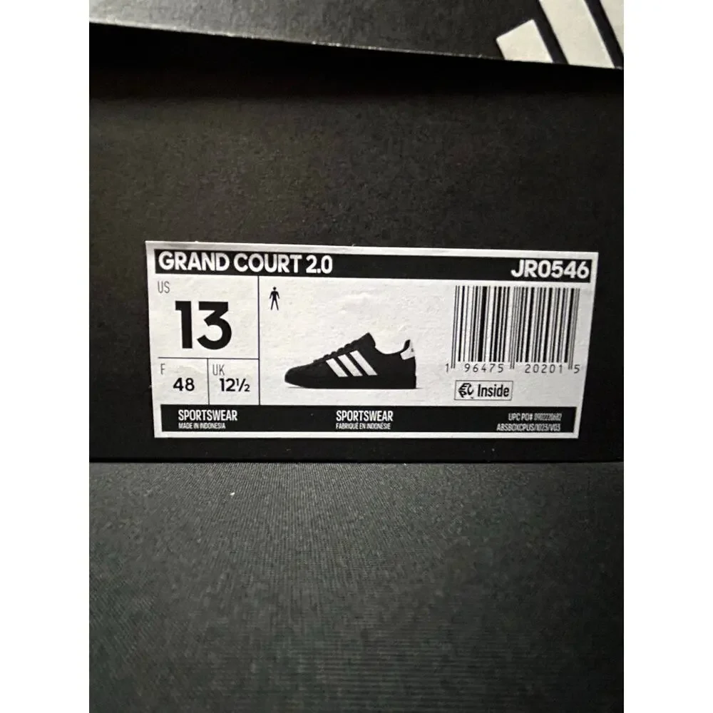 adidas Grand Court 2.0 Black White / $70 Retail! / Size 13 / Brand New!!
